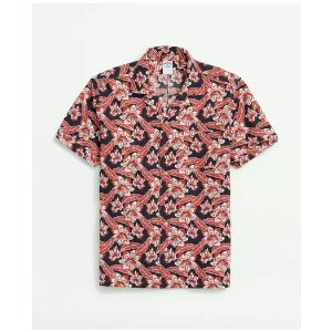 Brooks Brothers Cotton Short Sleeve Camp Collar Shirt In Voyager Print