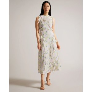 Ted Baker Calinia Sleeveless Waterfall Ruffle Midi Dress