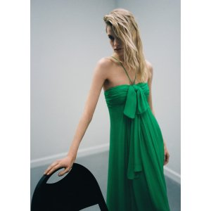 Mango Draped panel dress with bow