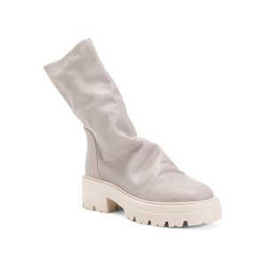Leather Emma Ruched Boots | Women's Shoes | Marshalls