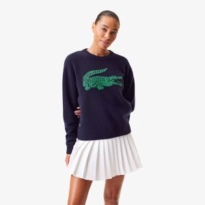 Lacoste Women's Lacoste x Bandier Contrast Crocodile Sweater
