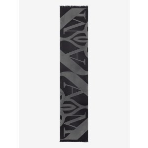 Alexander McQueen Men's Exploded Seal Logo Scarf in Black/medium Grey