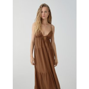 Mango Long dress with bow neckline