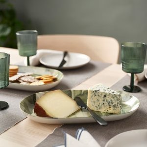 Ikea NABBFISK Serving plate, patterned green, 13x7 "
