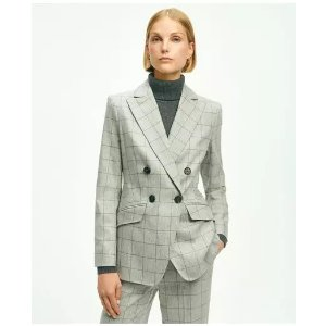 Brooks Brothers Merino Wool-Cashmere Flannel Windowpane Jacket