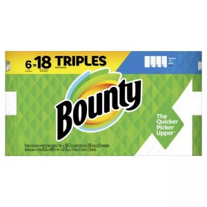 Bounty Paper Towels Select-A-Size White 6 Triple Rolls =18 Regular Rolls