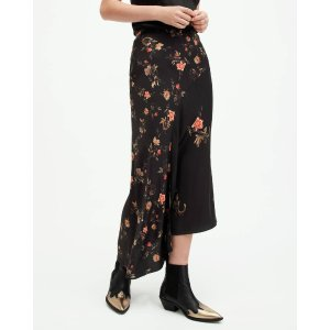 AllSaints Luisa Tanana Floral Print Midi Skirt