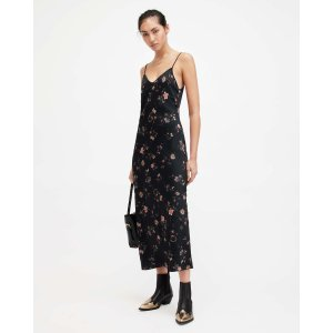 AllSaints Bryony Tanana Slim Fit Midi Slip Dress