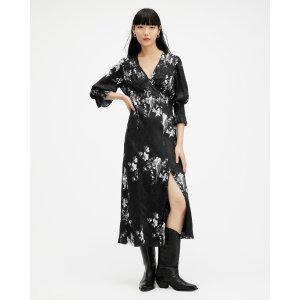AllSaints Ani Iona Jacquard V-Neck Midi Dress