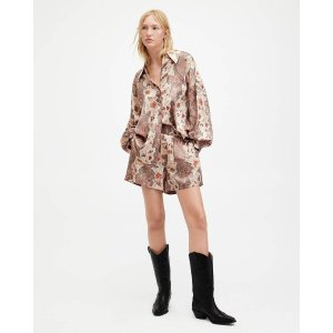 AllSaints Charli Cascade Print Silk Blend Shorts