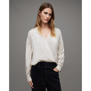 AllSaints Penny Wrap Over Deep V-Neck Shirt