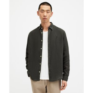 AllSaints Cypress Long Sleeve Linen Relaxed Shirt