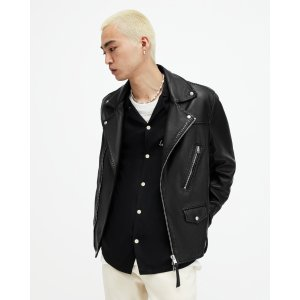 AllSaints Warner Relaxed Fit Leather Biker Jacket