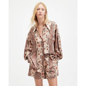 AllSaints Charli Cascade Print Silk Blend Shirt
