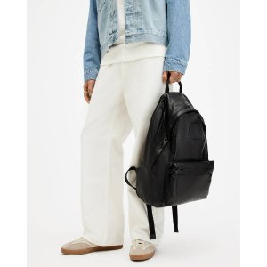 AllSaints Carabiner Embossed Logo Leather Backpack