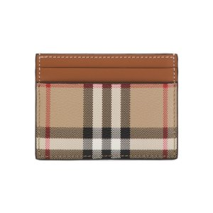 Made In Italy Vintage Leather Check Print Card Holder