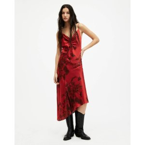AllSaints Alexia Silk Blend V-Neck Midi Slip Dress