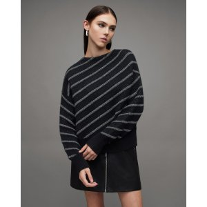AllSaints Vega Diagonal Stripe Cropped Sweater