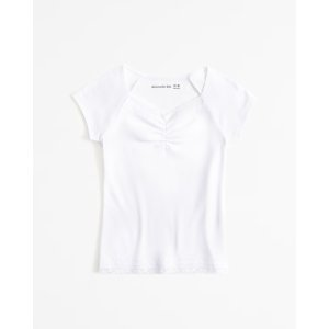 Abercrombie & Fitch essential lace-trim cinched rib tee