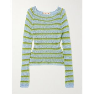 Marni Striped cotton and brushed mohair-blend sweater