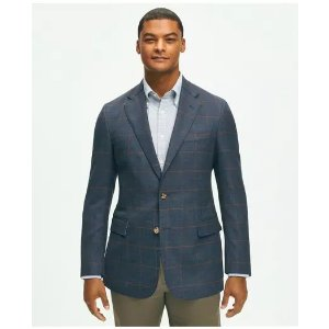 Brooks Brothers Classic Fit Stretch Wool Hopsack Windowpane Sport Coat