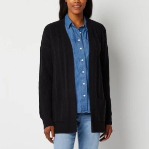 St. John's Bay Womens Long Sleeve Open Front Cardigan