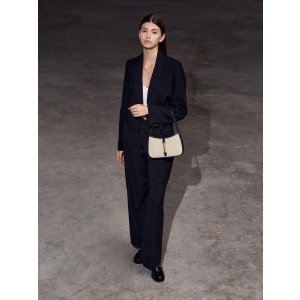 Charles & Keith Cesia Canvas Metallic Accent Shoulder Bag - Black