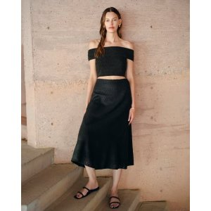 Everlane The Linen Eyelet Midi Skirt