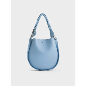 Charles & Keith Cleona Braided Handle Shoulder Bag - Light Blue