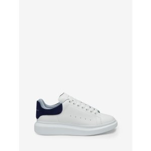 Alexander McQueen Men's Oversized Sneaker in White/navy/light Blue