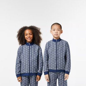 Lacoste Kids' Zip-Up High-Neck Monogram Sweatshirt