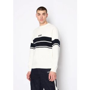 Cotton blended crew neck logo sweater