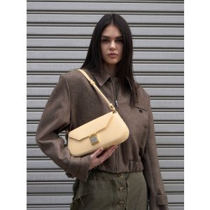 Charles & Keith Oona Curved Shoulder Bag - Beige