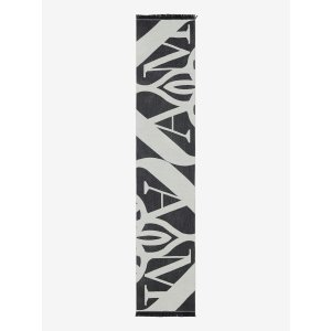 Alexander McQueen Men's Exploded Seal Logo Scarf in Ivory/black