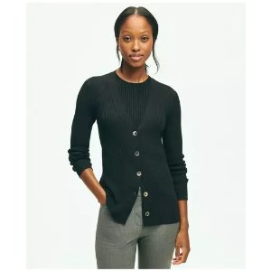 Brooks Brothers Silk Blend Ribbed V-Neck Cardigan