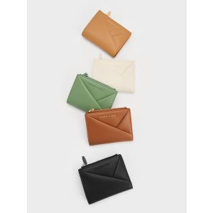 Charles & Keith Midori Geometric Top-Zip Wallet - Camel