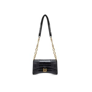 Balenciaga Women's Downtown Xs Shoulder Bag Crocodile Embossed in Black