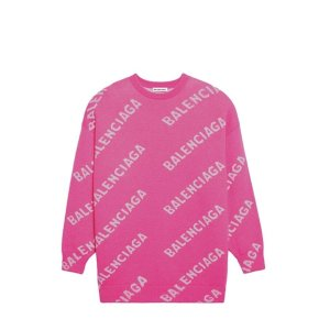 Balenciaga Women's Allover Logo Sweater in Pink/white