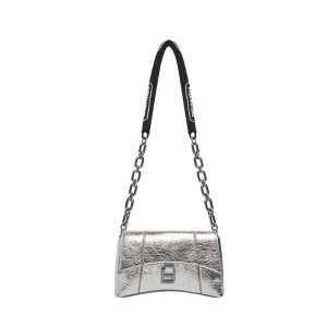 Balenciaga Women's Downtown Xs Shoulder Bag With Chain Metallized in Silver