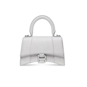 Balenciaga Women's Hourglass Xs Handbag Sparkling Fabric in Silver