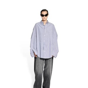 Balenciaga Women's Twisted Sleeve Shirt in Blue