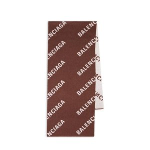 Balenciaga Allover Logo Macro Scarf in Brown