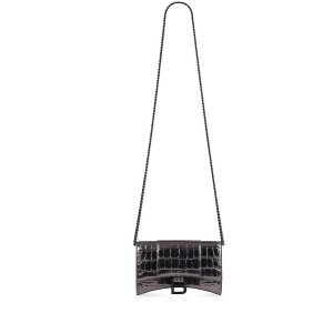 Balenciaga Women's Hourglass Wallet On Chain in Silver
