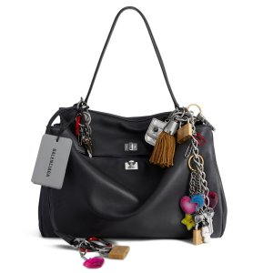 Balenciaga Women's Rodeo Large Handbag Used Effect With Charms in Black