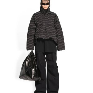 Balenciaga Women's Bb Monogram C-shape Puffer in Black