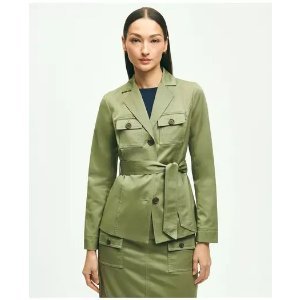 Brooks Brothers Stretch Cotton Twill Belted Safari Jacket