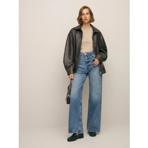 Reformation Cary Double Waistband High Rise Slouchy Wide Leg Jeans