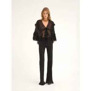 Chloe Broken-heel slim pants in wool grain de poudre