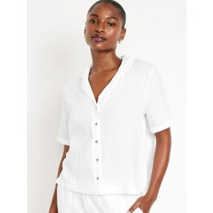 Gap Crinkle Gauze Button-Down Top