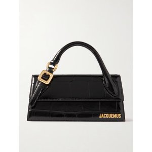 Jacquemus Le Chiquito Long embellished croc-effect patent-leather tote